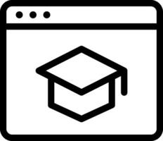 A black and white image of a graduation cap on a computer screen vector