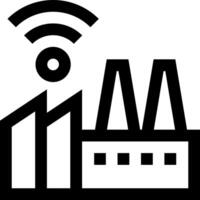 A wifi icon with a factory building and a wifi symbol vector