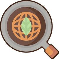 A globe with a leaf inside a magnifying glass vector
