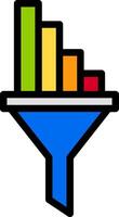 A colorful bar chart with a funnel vector
