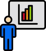 A person is standing in front of a chart vector