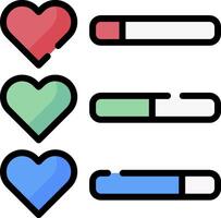 A set of four different colored hearts and a bar vector