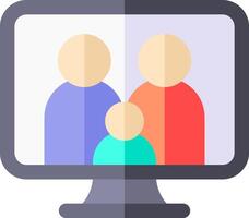 A family is on a computer screen with a child vector