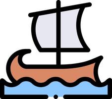 A boat with sails floating on the water vector