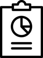 A black and white clip board with a pie chart vector