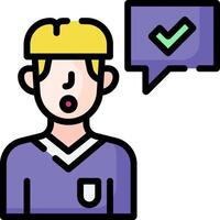 A man with a check mark on his forehead and a speech bubble vector