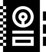 A black and white logo with a key and a circle vector