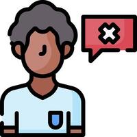 A man with a speech bubble and an x mark vector