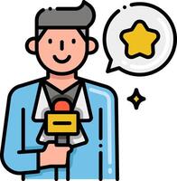 A man with a microphone and a star vector