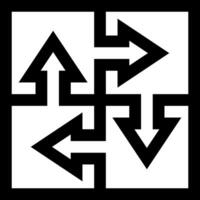 A black and white square with arrows in it vector