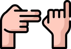 Two hands pointing at each other with one pointing up vector