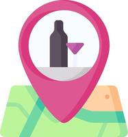 Map pin with wine bottle and map location vector