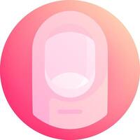 A pink and white circular icon with a pink and white background vector
