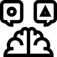 A black and white image of a brain and two speech bubbles vector