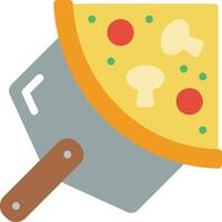 Pizza slice with a spatula on top of it vector