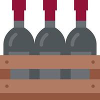 Three bottles of wine in a wooden crate vector