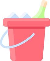 A bucket with ice and a bottle of wine vector