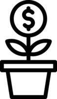A black and white icon of a plant with a dollar sign vector