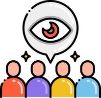 People with an eye icon and a speech bubble vector