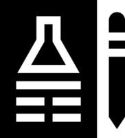 A black and white image of a pencil and a bottle vector