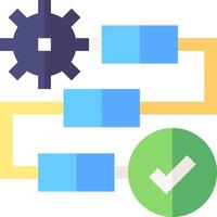 A flat icon of a process with gears and a check mark vector