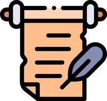 A scroll with a pen and quill on it vector