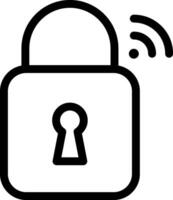 A black and white image of a padlock with a wifi symbol vector