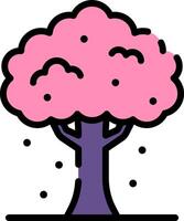 A pink tree with snow on it vector