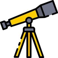 A telescope on a tripod with a yellow and black background vector