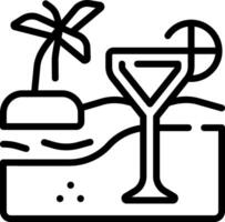 Beach icon with a drink and palm tree vector