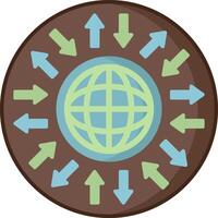 An illustration of an earth surrounded by arrows vector