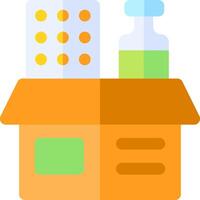 A box with pills and a bottle on top vector