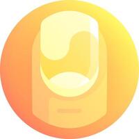 A yellow and orange button with a glass in it vector