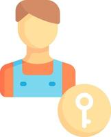 A man with a key and a key icon vector