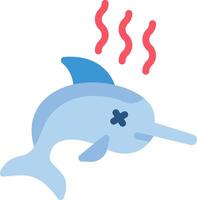A dolphin with a broken nose and a red arrow vector