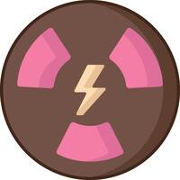A brown and pink radioactive symbol with a lightning bolt vector