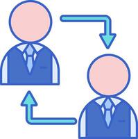 Two people are connected by a line vector