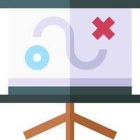 A computer screen with a mouse and a cross vector