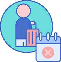 A person with a suitcase and a calendar icon vector
