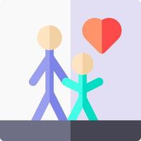 A man and a child are holding hands with a heart vector