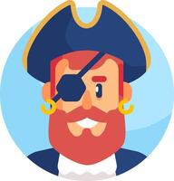 A cartoon pirate with a beard and eye patch vector