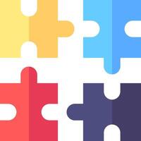Four pieces of puzzle pieces are arranged in a row vector