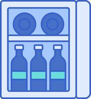 A refrigerator with bottles inside it vector