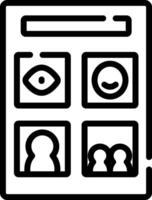 A black and white icon of a person with a phone vector