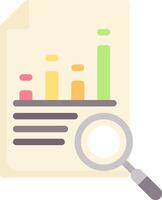 A magnifying glass is on a document with a bar graph vector