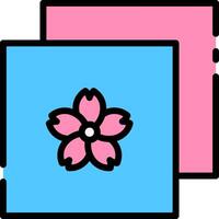 A pink and blue square with a flower on it vector