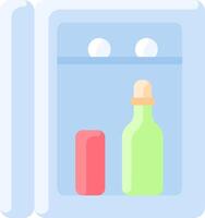 A refrigerator with two bottles and a green can vector