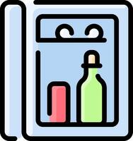 A refrigerator with a bottle and a bottle of wine vector