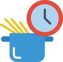 A pot with a clock and a fork in it vector