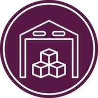 Warehouse Line Circle Icon vector